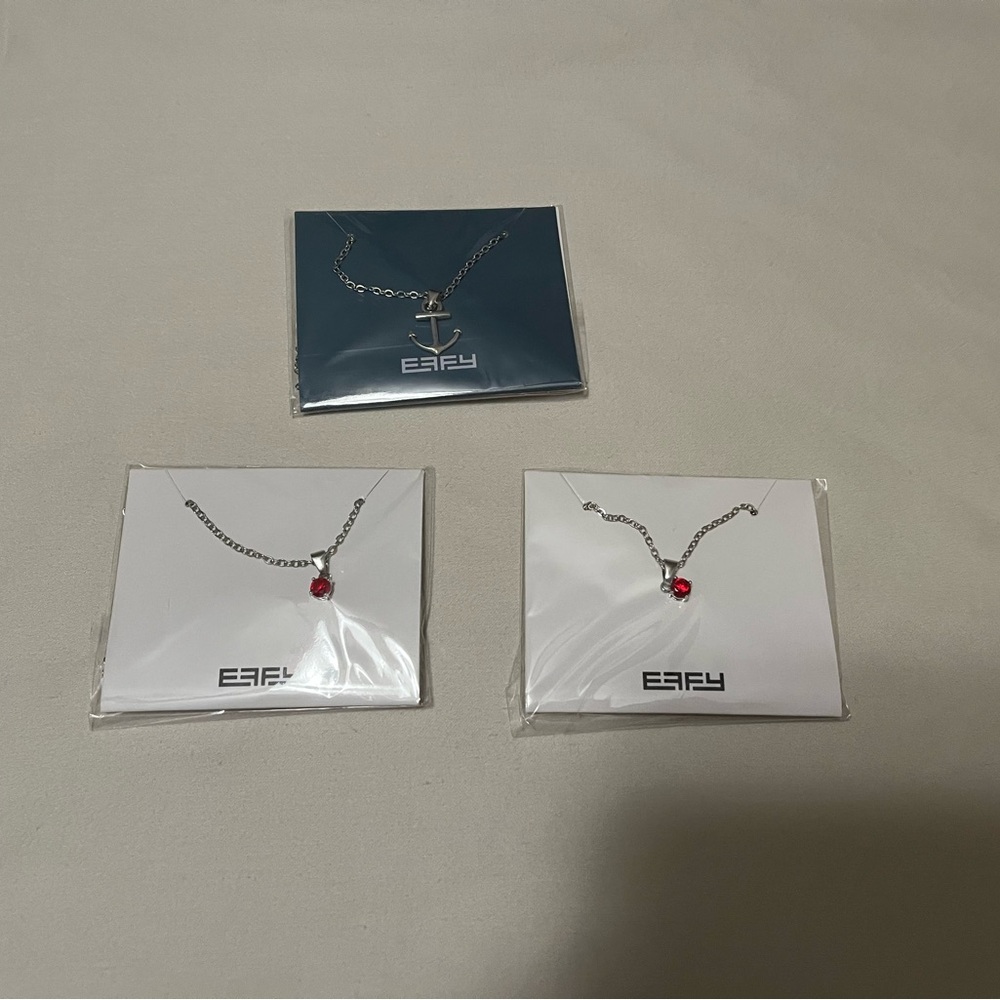 Silver color Necklace with Red Pendant